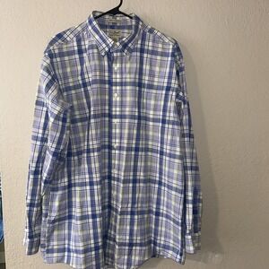 L.L. Bean Men's Long Sleeve Cotton Tall Large Button Down Plaid Shirt